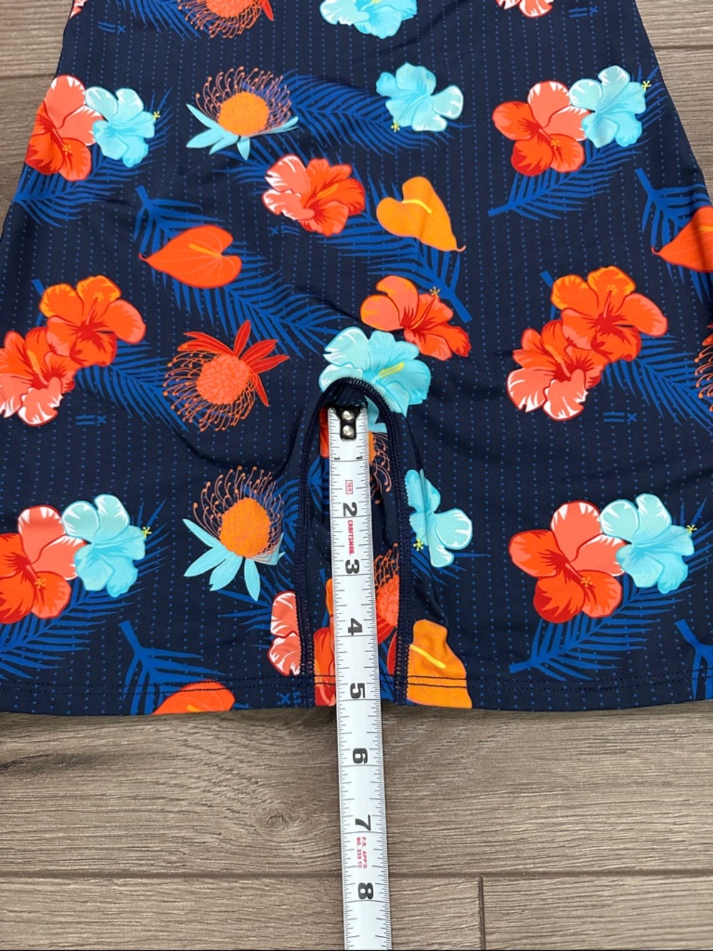 TomboyX Sleeveless Unisuit 5” One Piece Swimsuit Floral Blue Orange Size XS - Picture 10 of 10